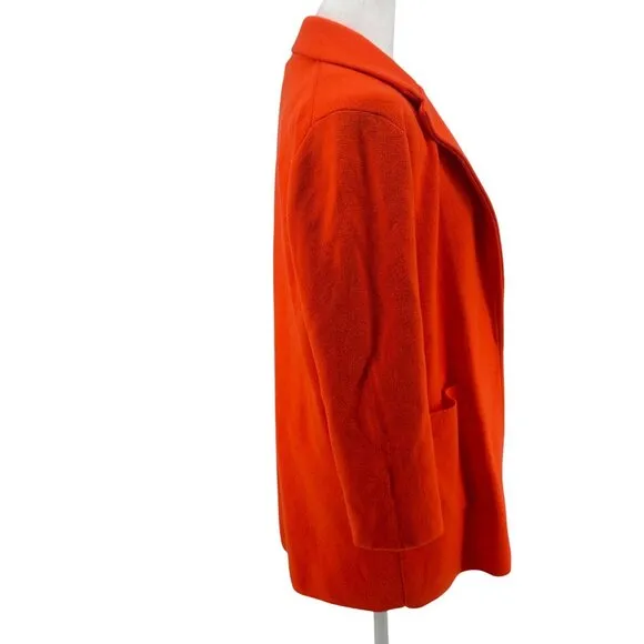NWT J. Crew Bright Orange Knit Blazer Lapel Collar Sz S Office Quiet Luxury
