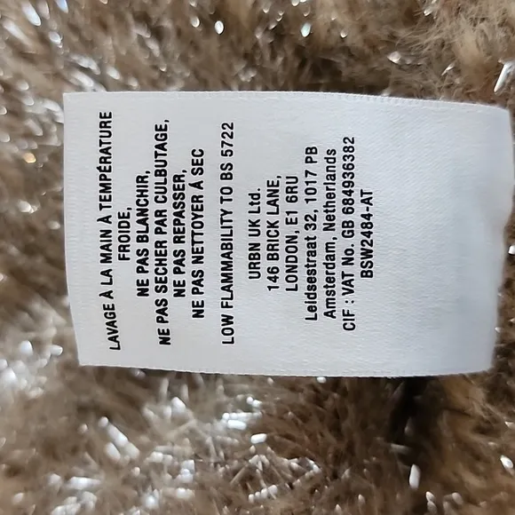 NWT MAEVE Sparkle and Texture Eyelash Crewneck Sweater in Sand/Sable Size XS