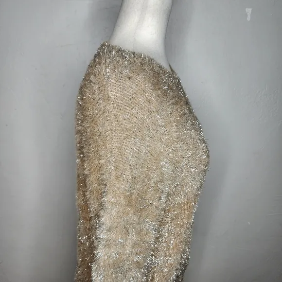 NWT MAEVE Sparkle and Texture Eyelash Crewneck Sweater in Sand/Sable Size XS
