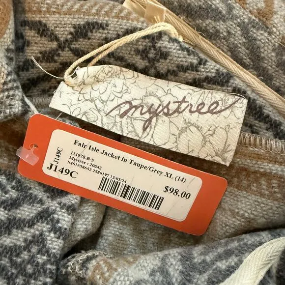NWT Mystree Fair Isle Jacket