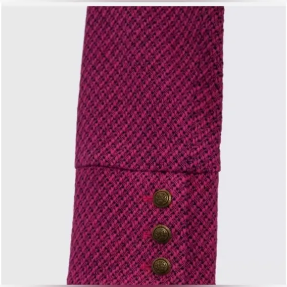NWT ZARA Blogger Fave Pink &amp; Black Cropped Tweed Blazer Size Small $70 HTF