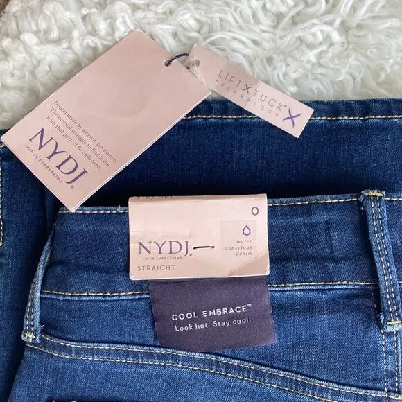 NYDJ Marilyn Straight Cool Embrace Lift Tick Technology Women Size 0