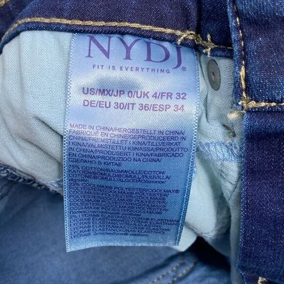 NYDJ Marilyn Straight Cool Embrace Lift Tick Technology Women Size 0