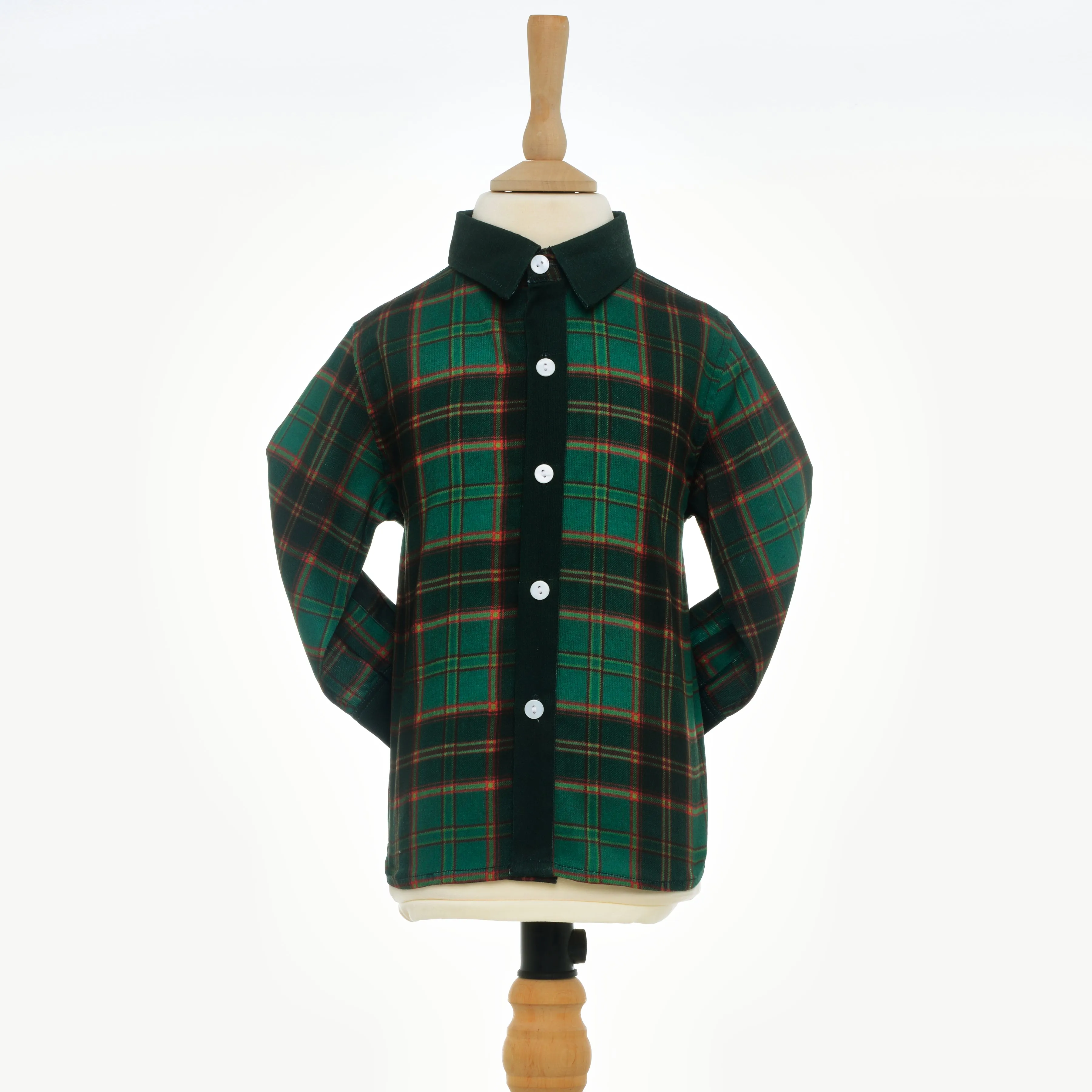 Ocean Baby Boys Hunter Green Plaid Shirt  (2Yrs-14Yrs)