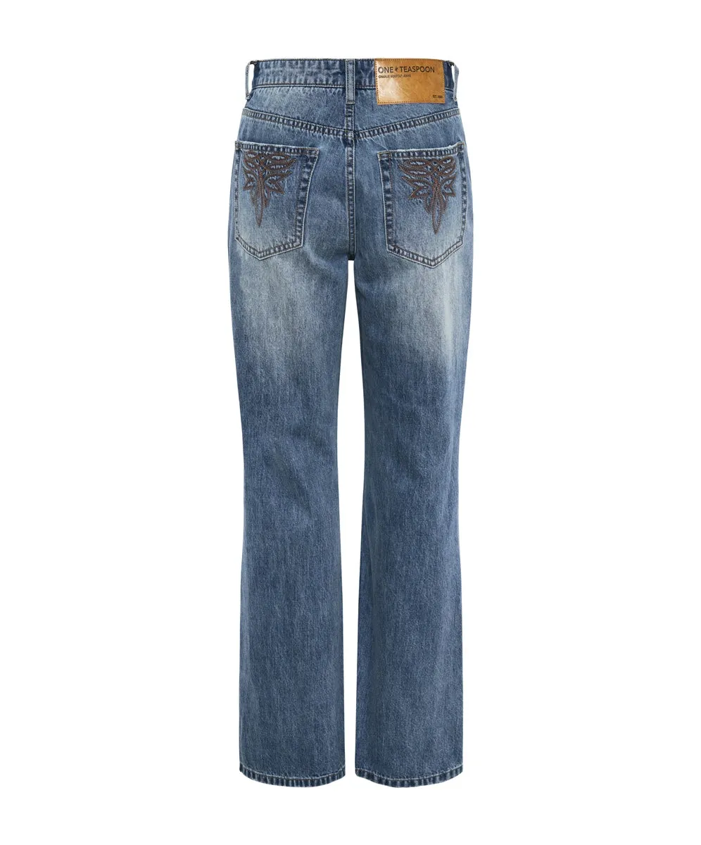 One Teaspoon Westland Motif Charlie Slim Bootcut Blue Jean