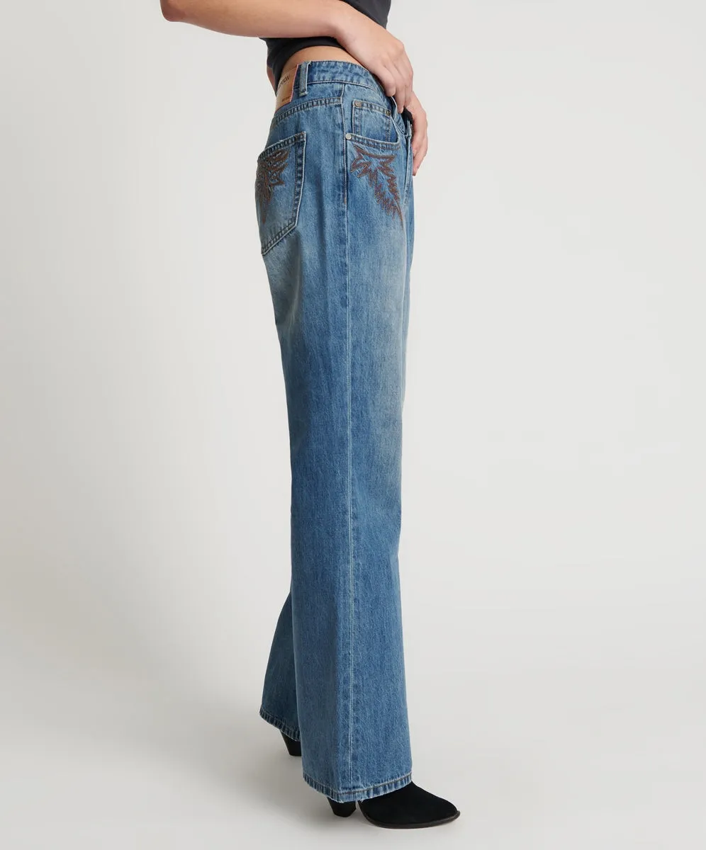 One Teaspoon Westland Motif Charlie Slim Bootcut Blue Jean