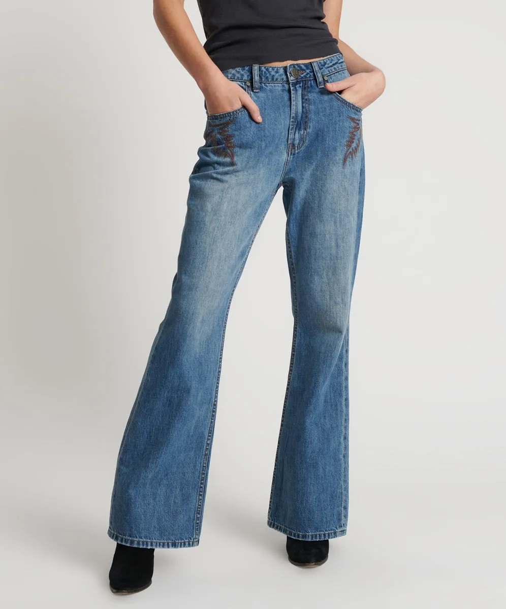 One Teaspoon Westland Motif Charlie Slim Bootcut Blue Jean