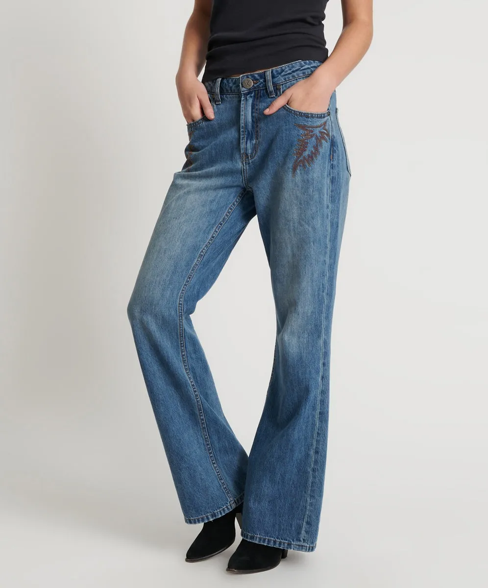 One Teaspoon Westland Motif Charlie Slim Bootcut Blue Jean