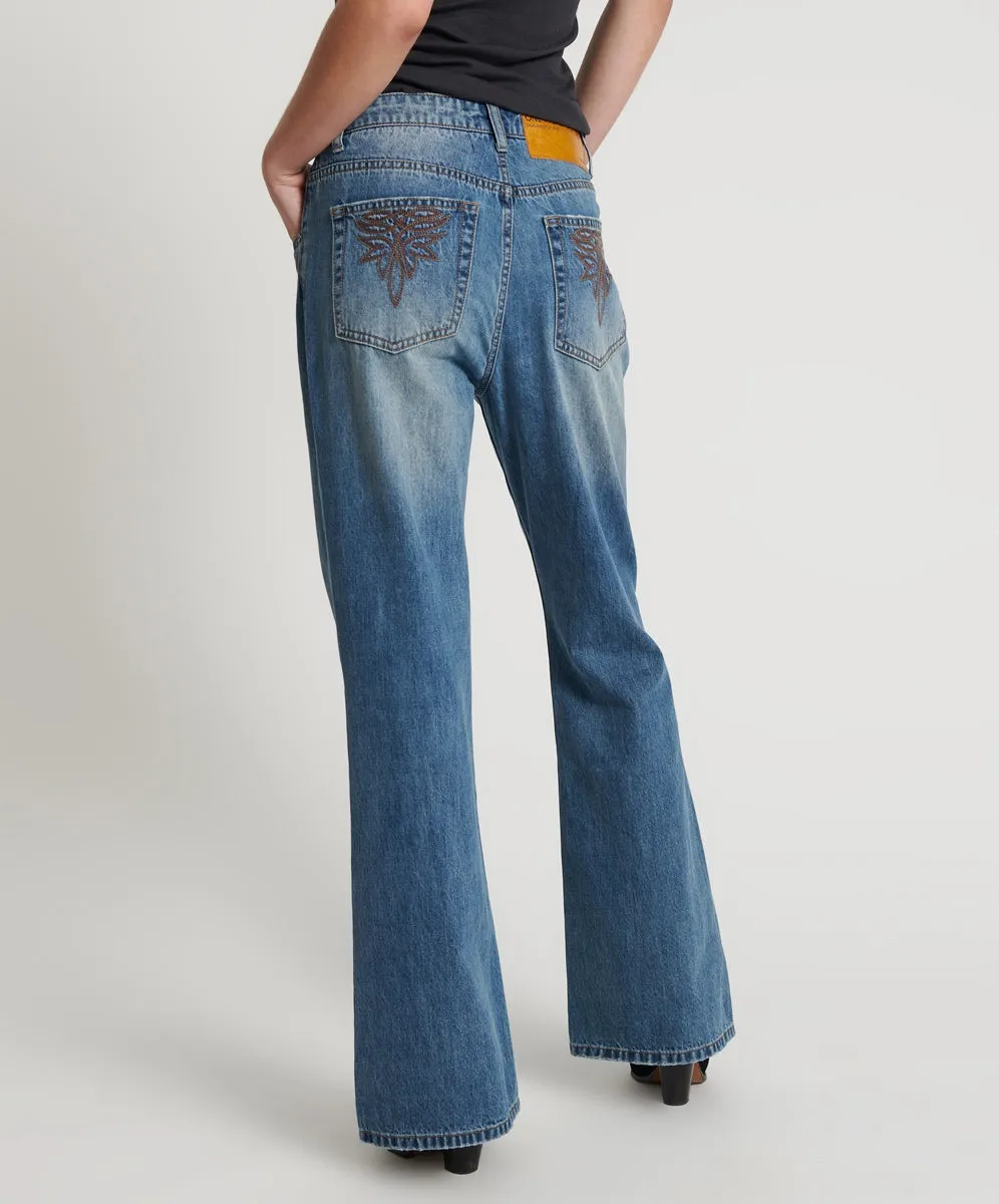 One Teaspoon Westland Motif Charlie Slim Bootcut Blue Jean