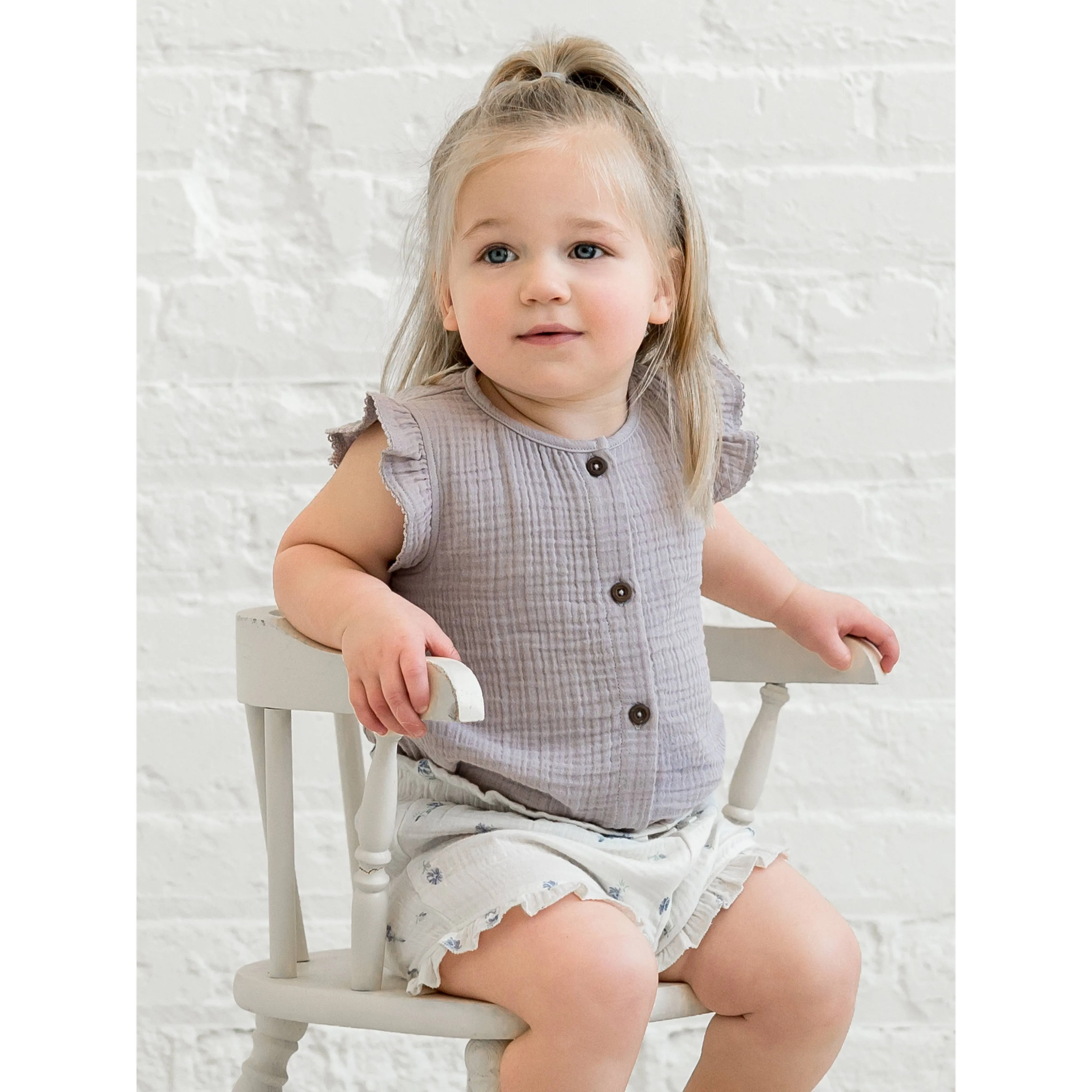Organic Luz Muslin Flutter Shorts - Elena Floral