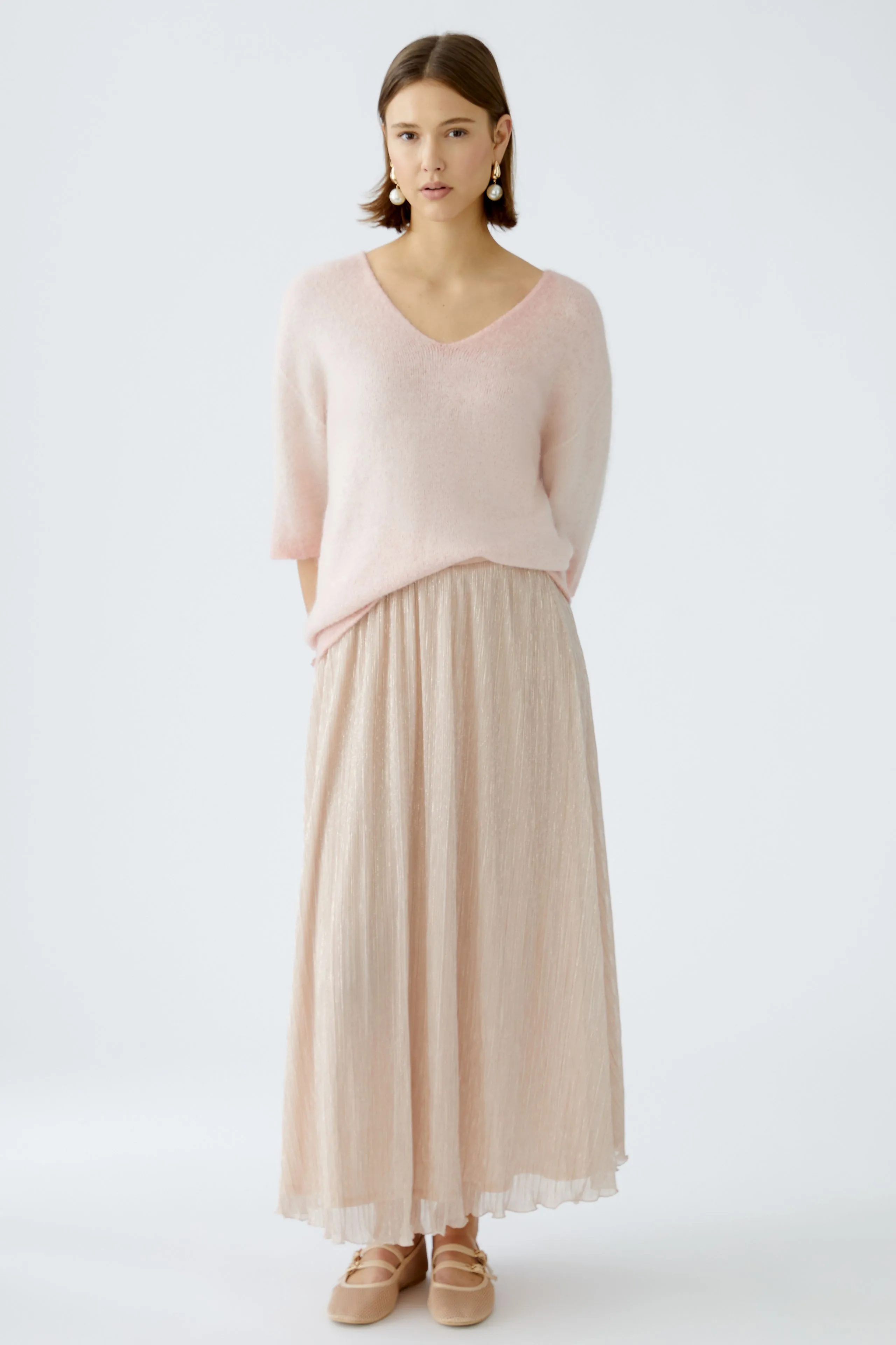 Oui Rose Cooper Shimmery Chiffon Maxi Skirt