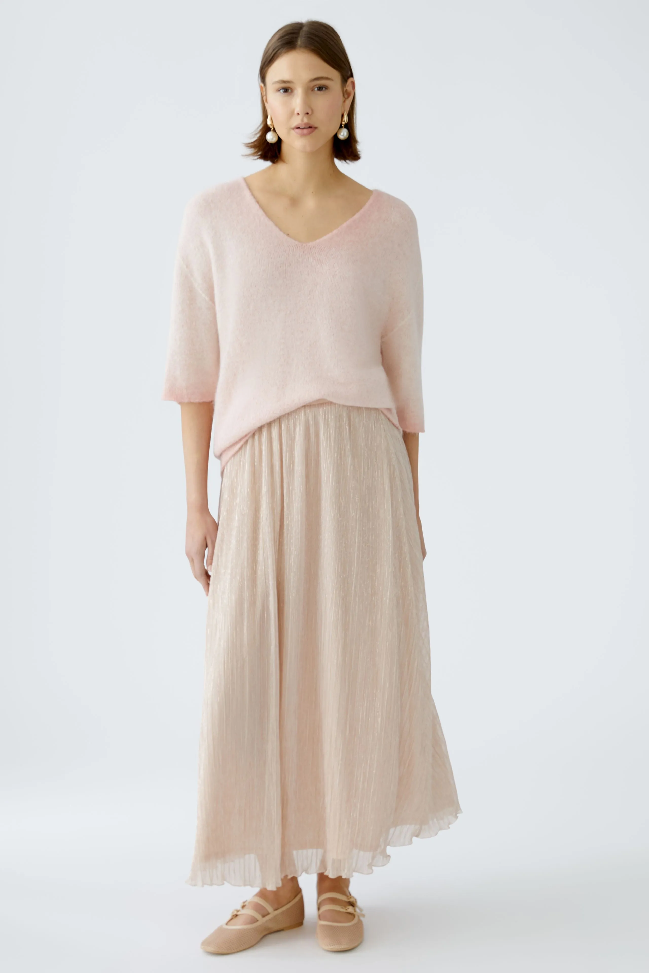 Oui Rose Cooper Shimmery Chiffon Maxi Skirt