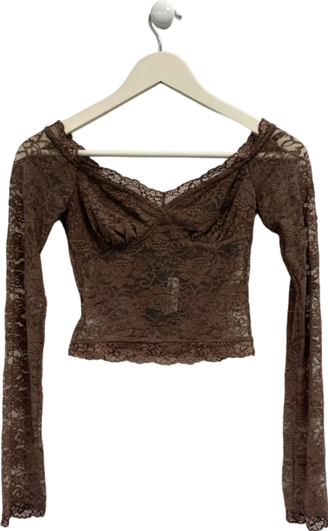 Outcast Brown Emerson Long Sleeve Top UK XS