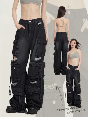 Oversize ripped jeans-D559 | Inspanda