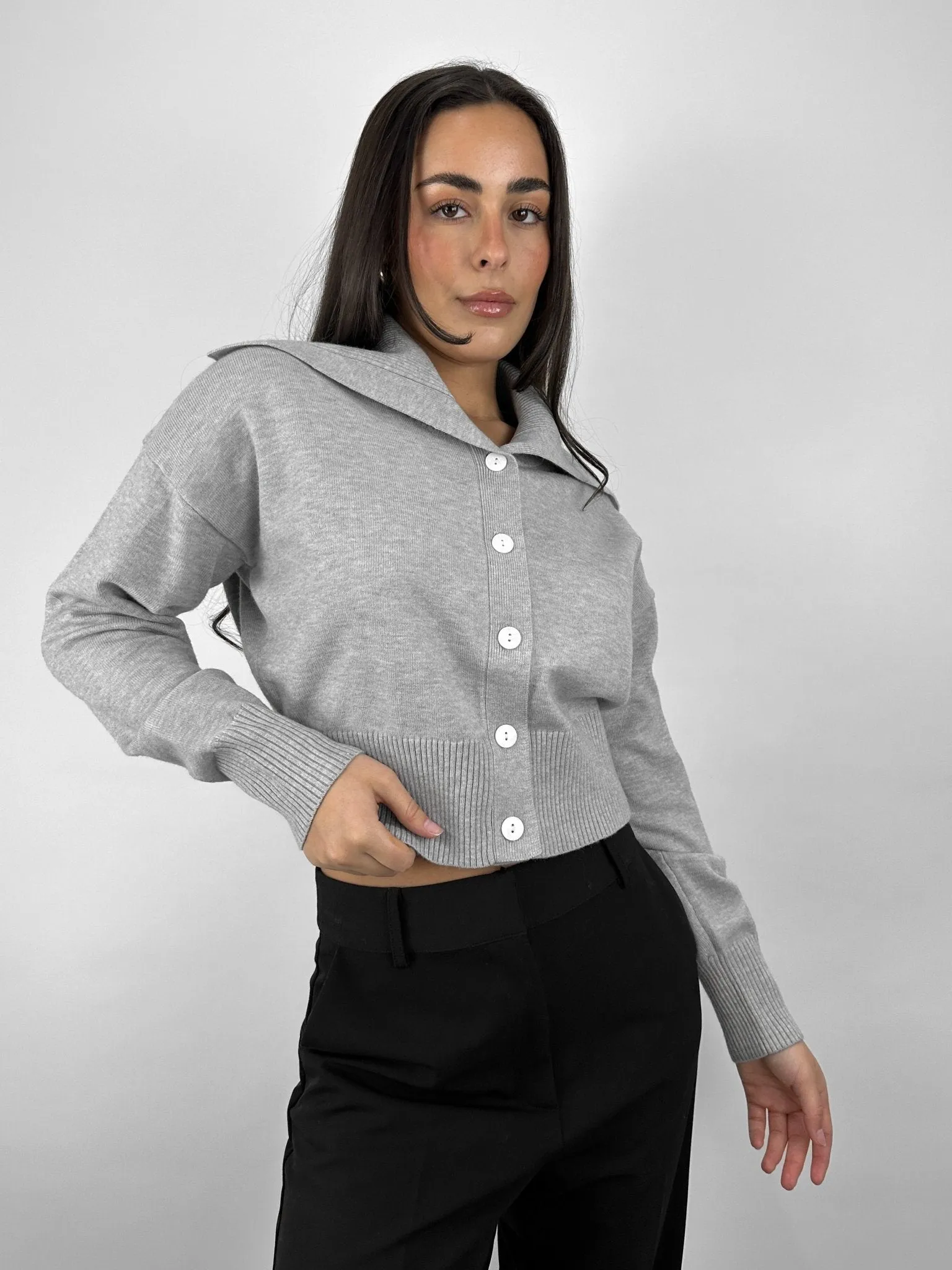 Oversized Collar Button Down Cardigan