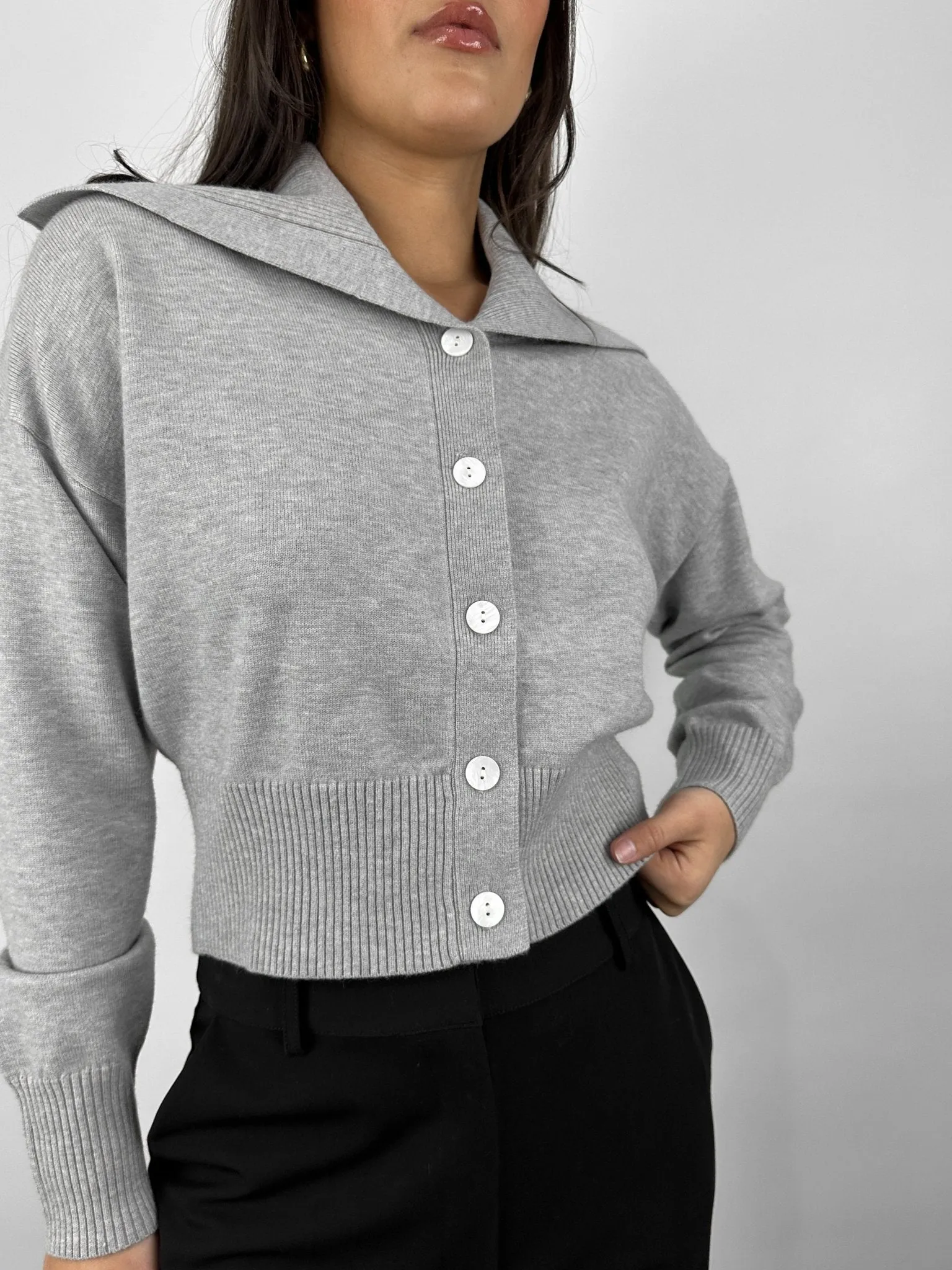 Oversized Collar Button Down Cardigan
