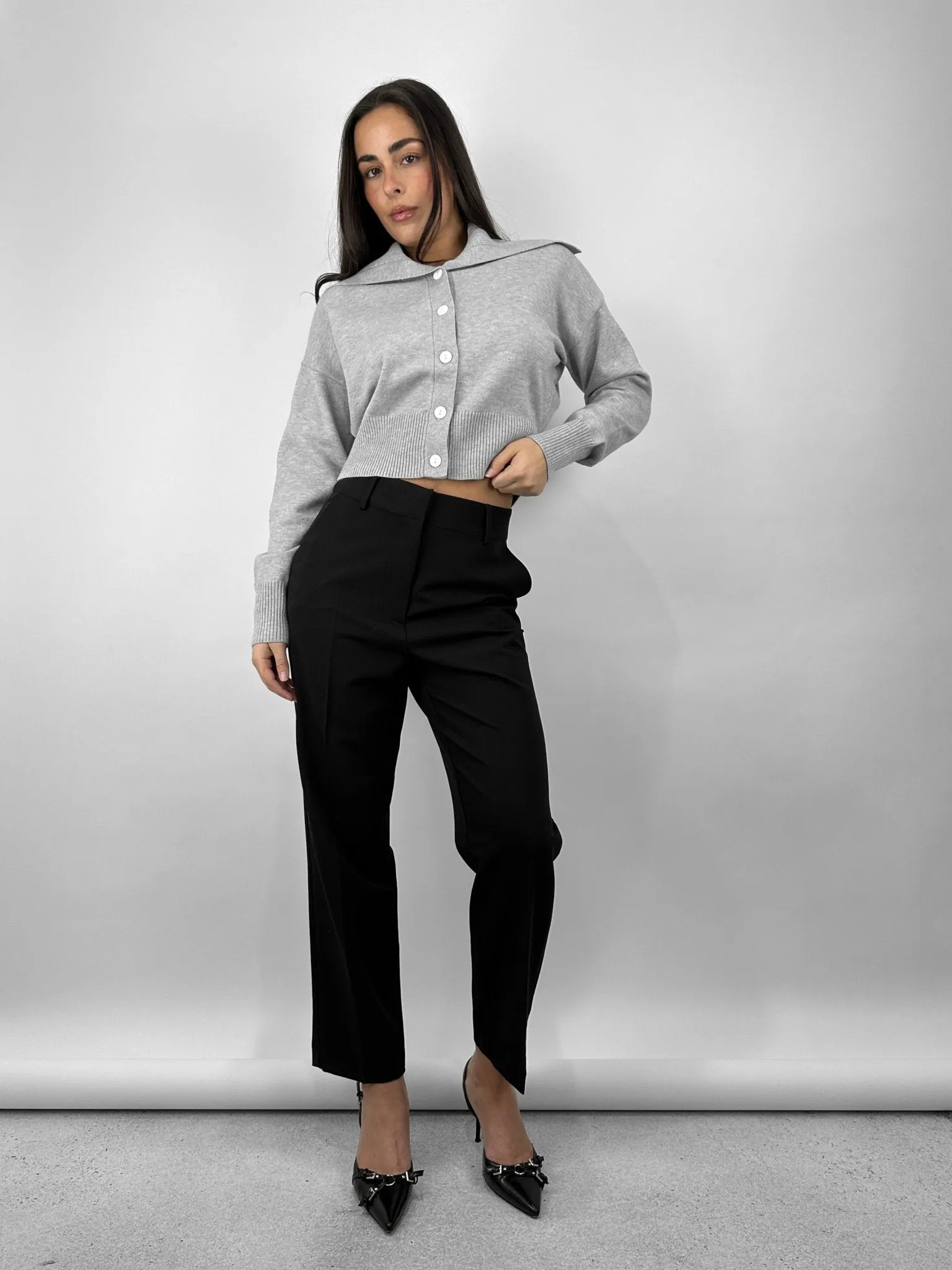 Oversized Collar Button Down Cardigan