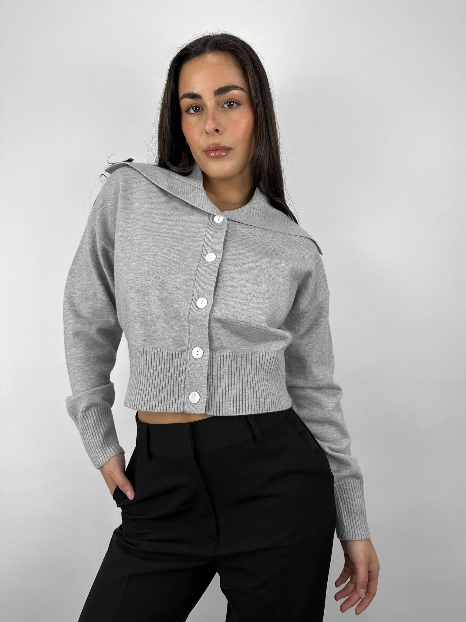 Oversized Collar Button Down Cardigan