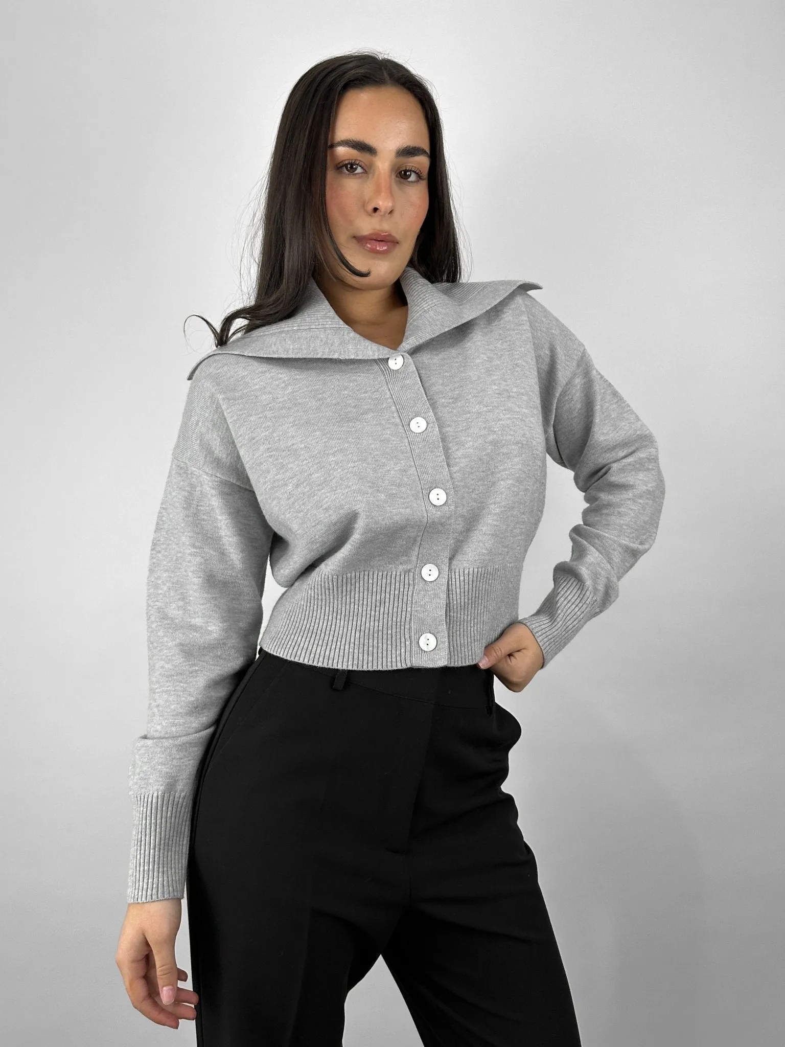 Oversized Collar Button Down Cardigan