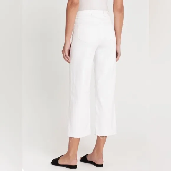 Paige Nellie Utility Pocket Pants Crisp White Wide Leg Crop Jeans Sailor 26