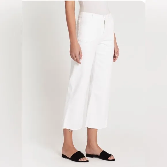 Paige Nellie Utility Pocket Pants Crisp White Wide Leg Crop Jeans Sailor 26