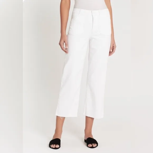 Paige Nellie Utility Pocket Pants Crisp White Wide Leg Crop Jeans Sailor 26