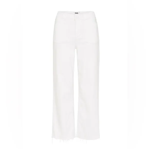 Paige Nellie Utility Pocket Pants Crisp White Wide Leg Crop Jeans Sailor 26