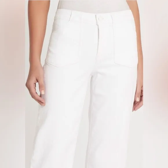 Paige Nellie Utility Pocket Pants Crisp White Wide Leg Crop Jeans Sailor 26