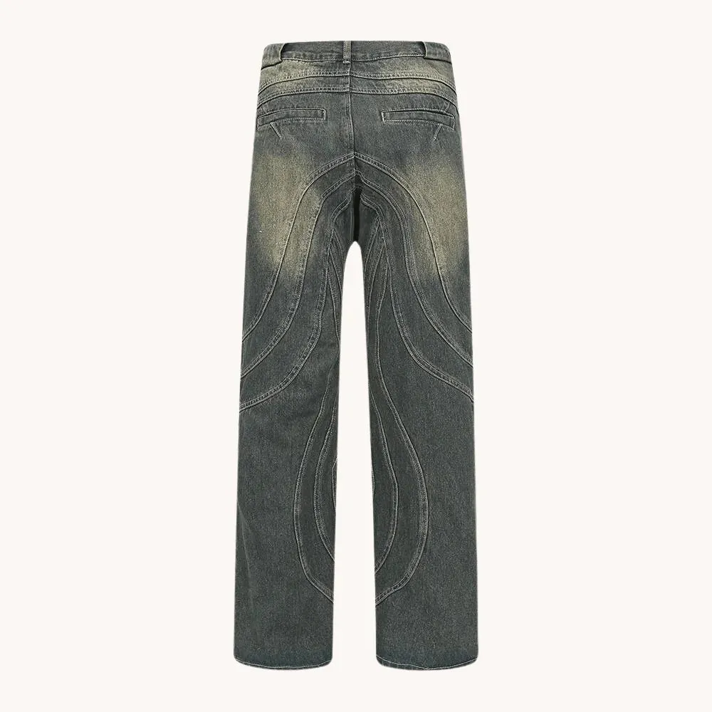 Painted Circle Striped Jeans