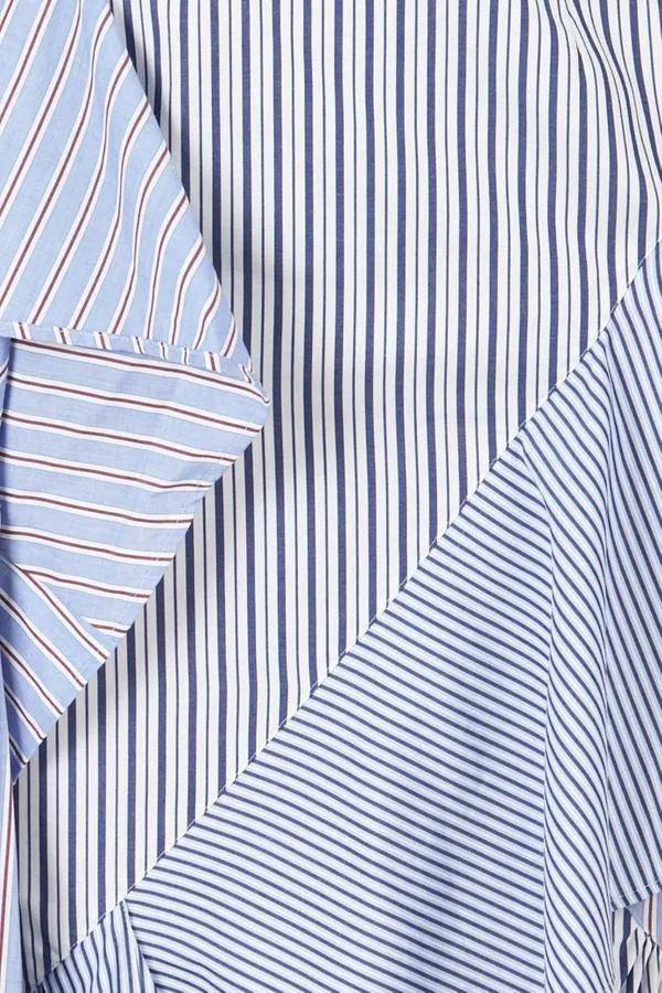 Panel Ruffle Drape Mix Striped Skirt
