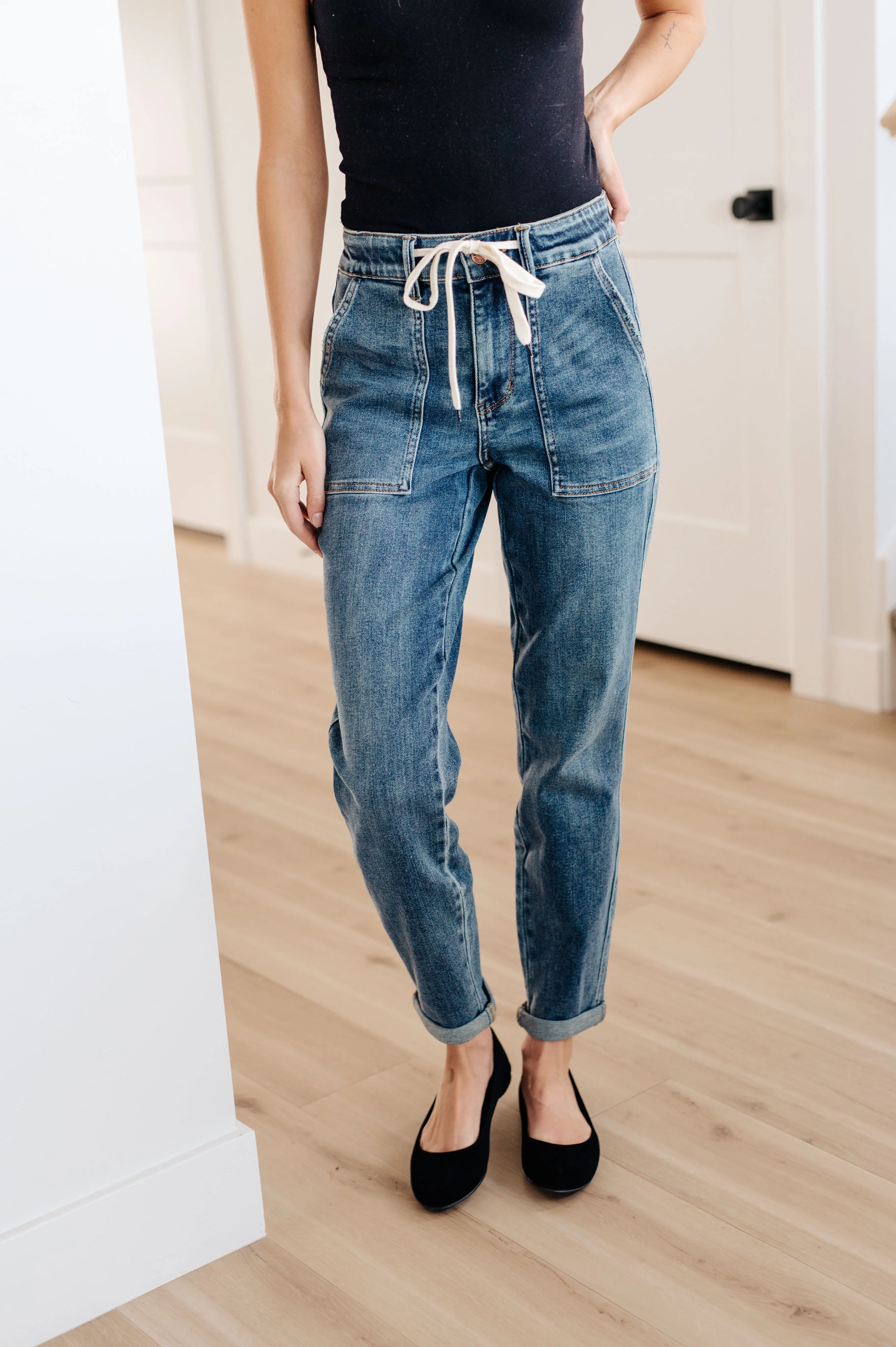 Payton Pull On Denim Joggers in Medium Wash by Judy Blue
