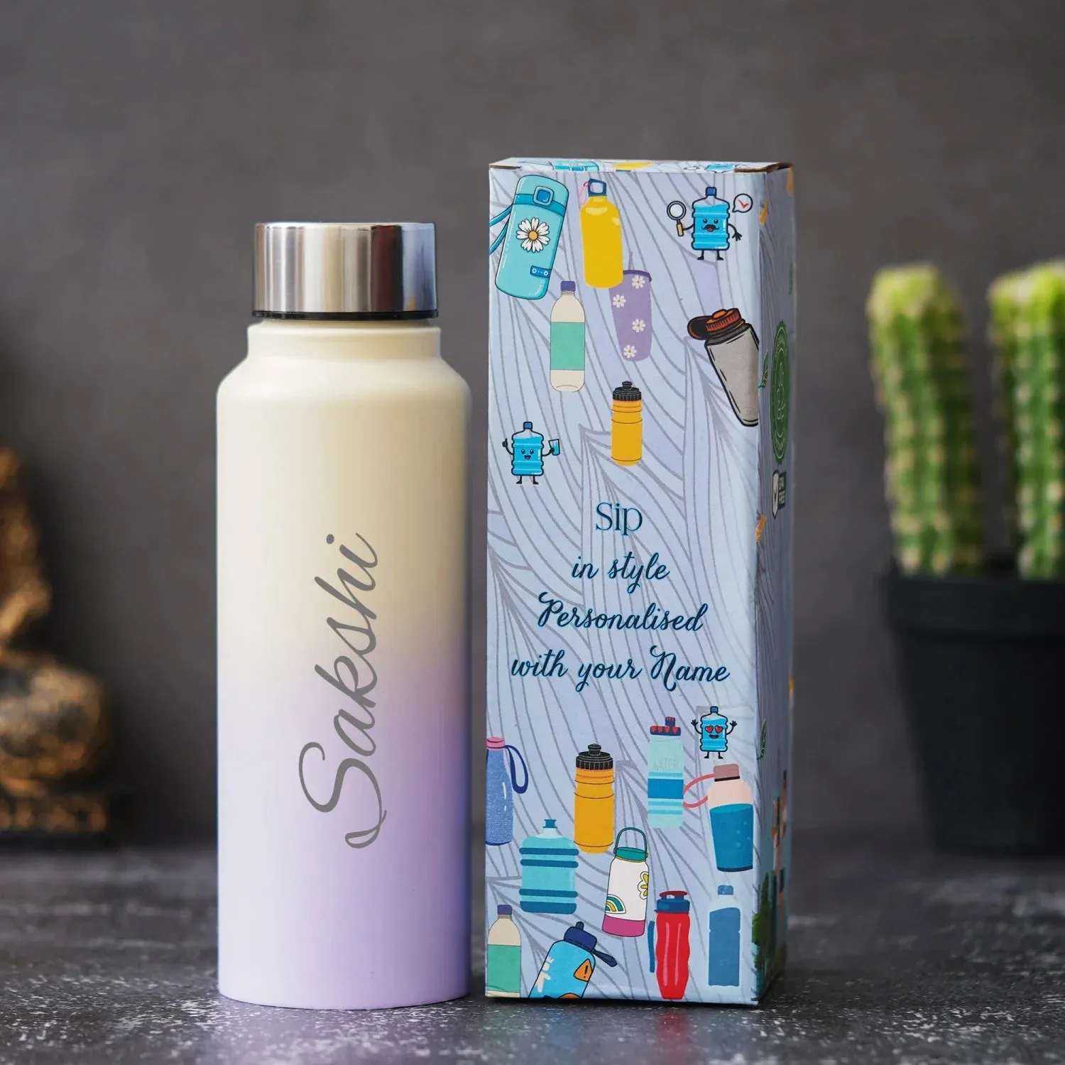 Personalized Classic Couple Water Bottle - Green-DS6