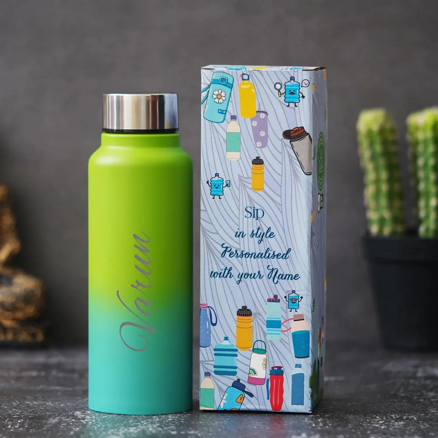 Personalized Classic Couple Water Bottle - Yellow-DS5