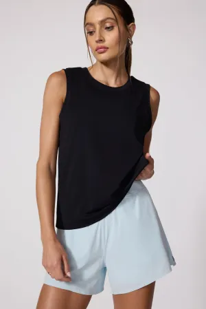 Pima Cotton Boyfriend Tank - Black