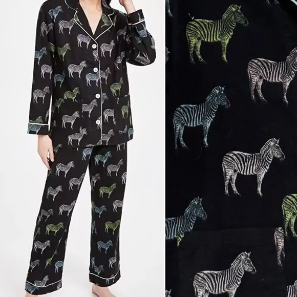 PJ SALVAGE ✨ 2pc set ZEBRAS flannel top &amp; drawstring sleep pants
