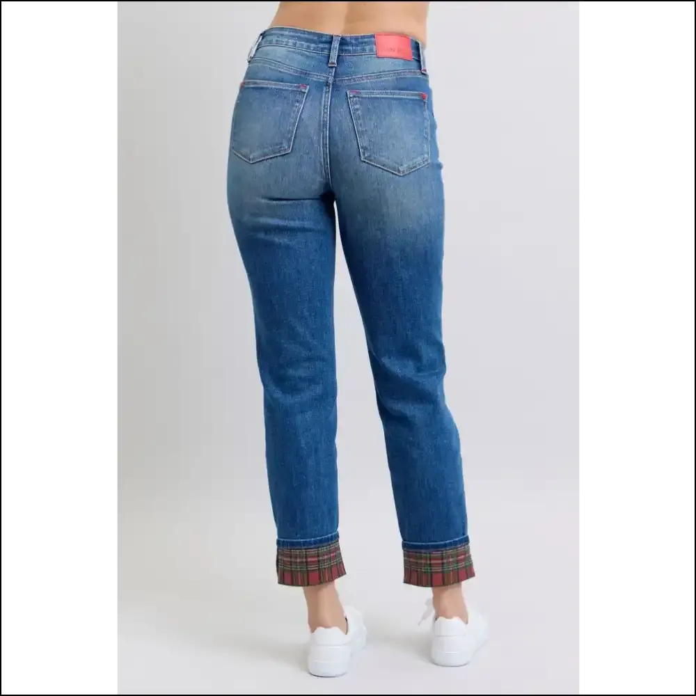 Plaid Print Cuff Jeans: for when your Legs Want to Join the Party! 🎉👖