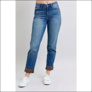 Plaid Print Cuff Jeans: for when your Legs Want to Join the Party! 🎉👖