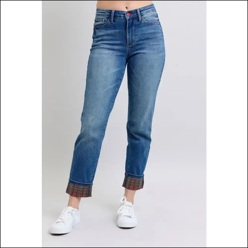 Plaid Print Cuff Jeans: for when your Legs Want to Join the Party! 🎉👖