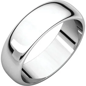 Platinum 6 mm Half Round Band Size 9.5