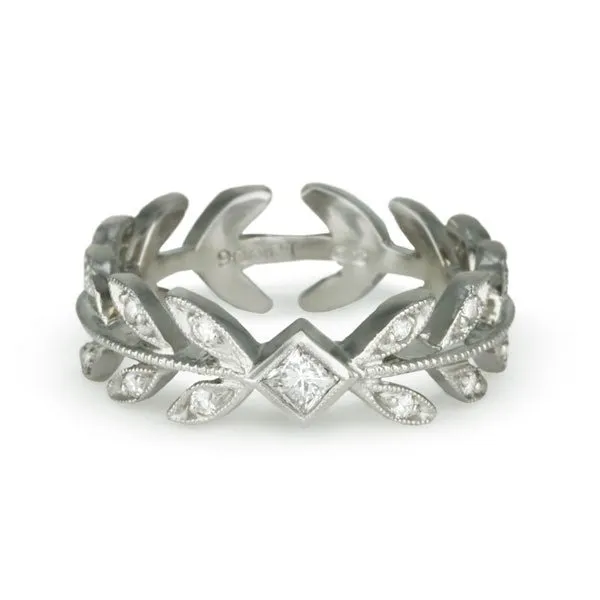Platinum and Diamond "Wheat" Ring