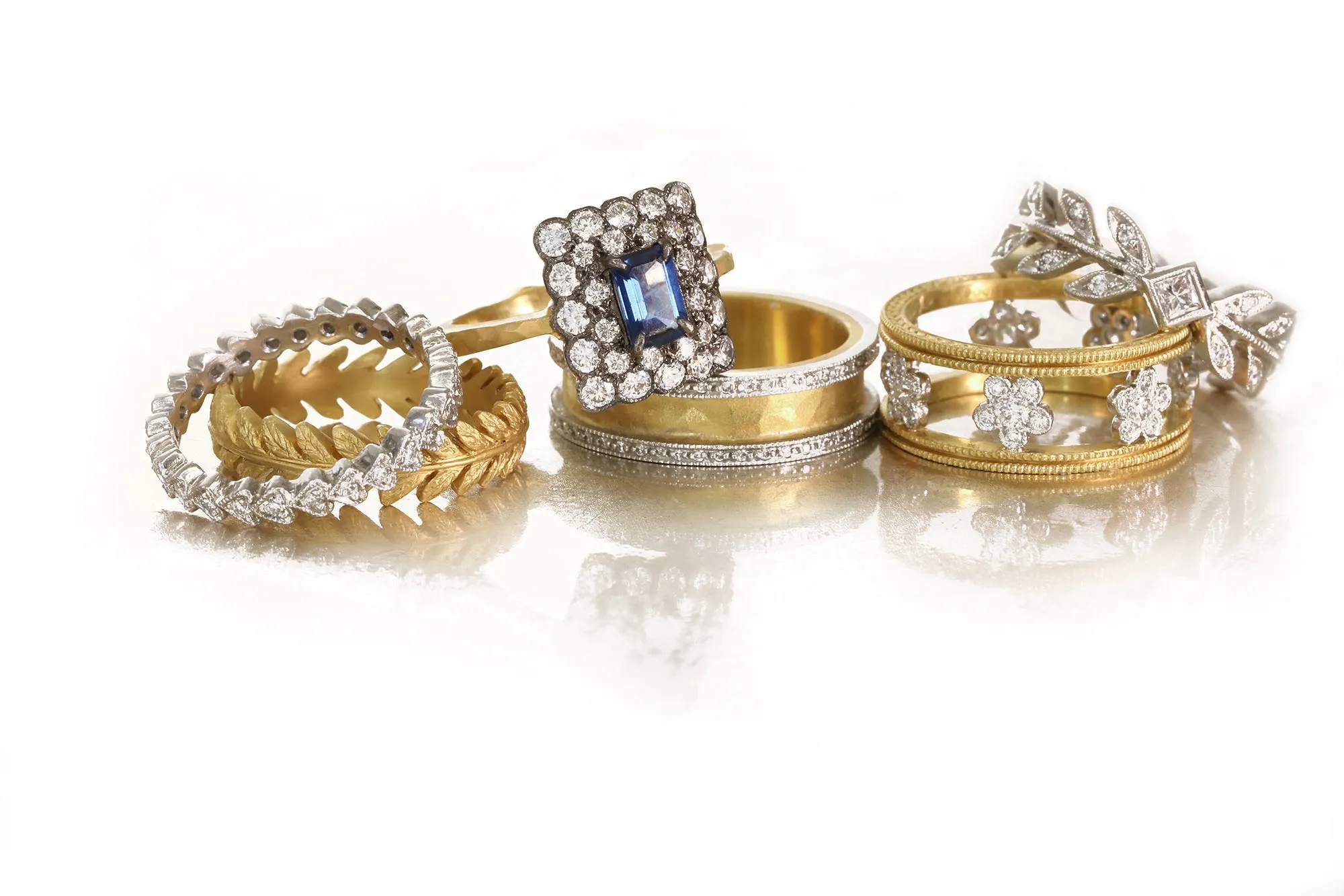 Platinum and Diamond "Wheat" Ring