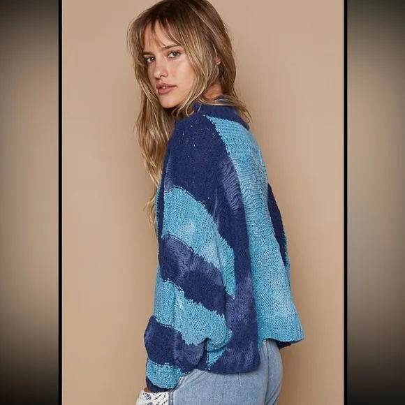 POL STRIPE OPEN KNIT DISTRESSED COLOR SWEATER ❤️NEW COLLECTION IN STORES❤️