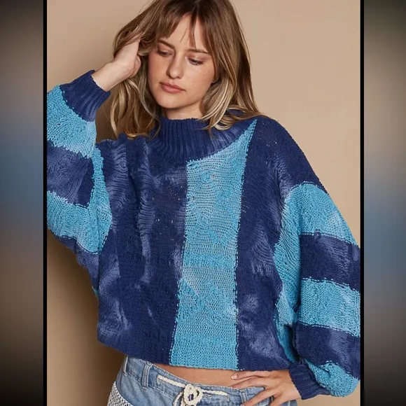 POL STRIPE OPEN KNIT DISTRESSED COLOR SWEATER ❤️NEW COLLECTION IN STORES❤️