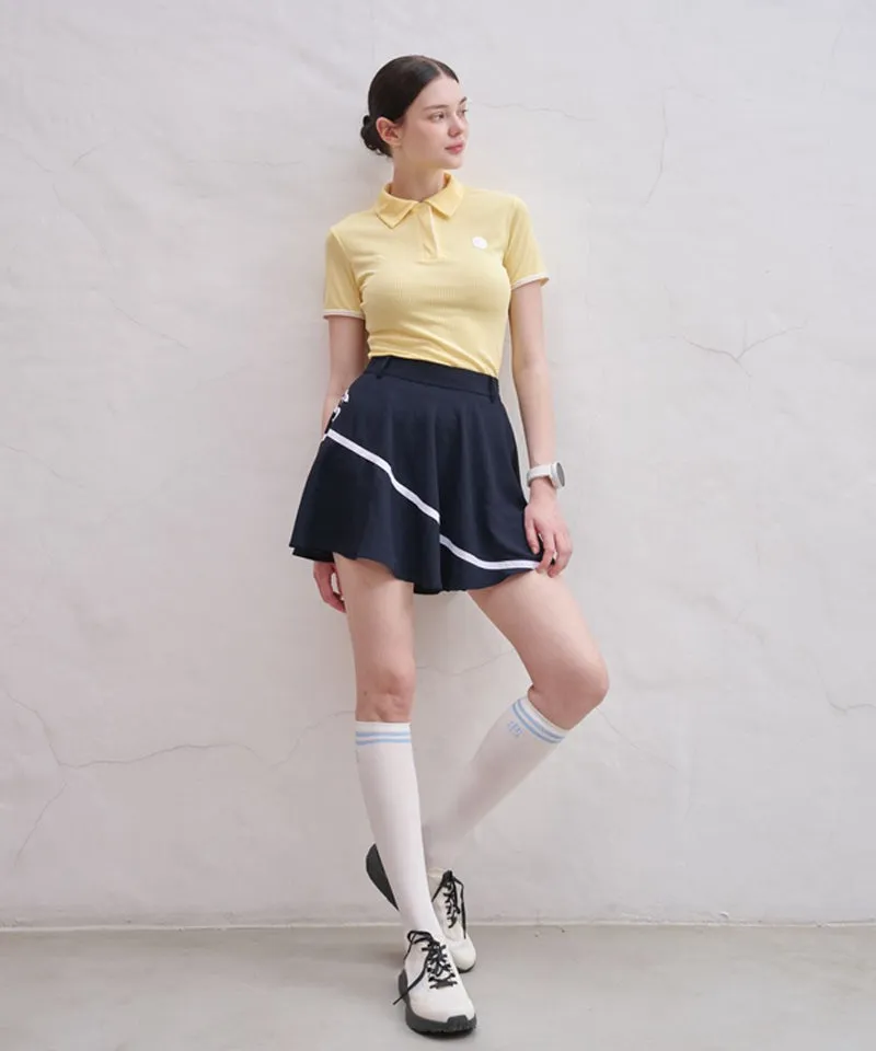 POSHERD Signature Ribbon Flare Skirt - Navy