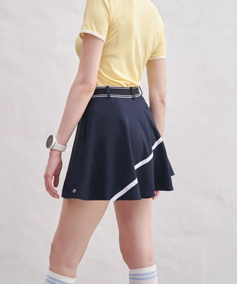 POSHERD Signature Ribbon Flare Skirt - Navy