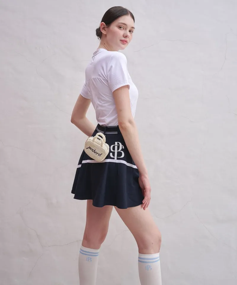 POSHERD Signature Ribbon Flare Skirt - Navy
