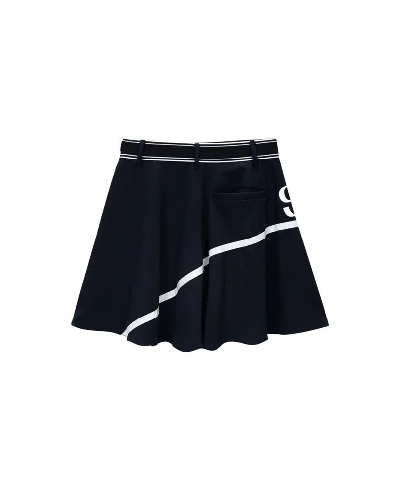 POSHERD Signature Ribbon Flare Skirt - Navy