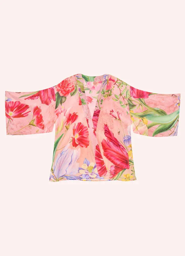Powder Floral Study Kimono Jacket - Petal