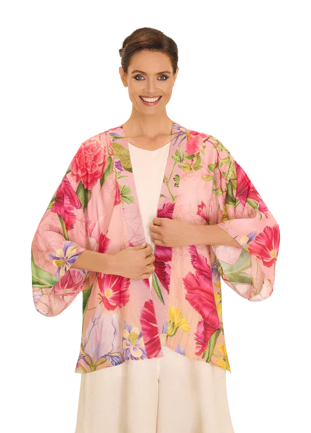 Powder Floral Study Kimono Jacket - Petal