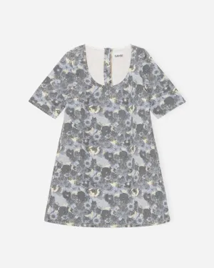 Print Denim Mini Dress - Brunnera Blue